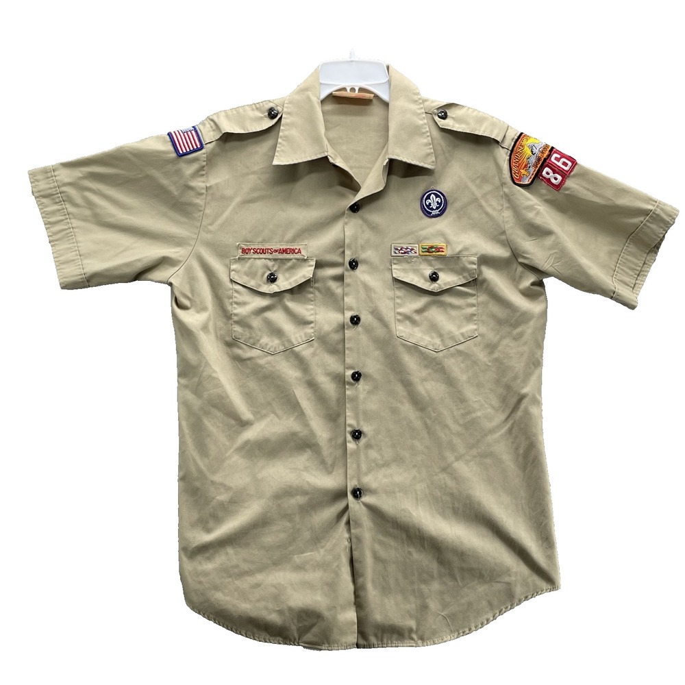 VTG Boy Scouts of America Shirt Men Large BSA Patches Embroidered Chief Uniform